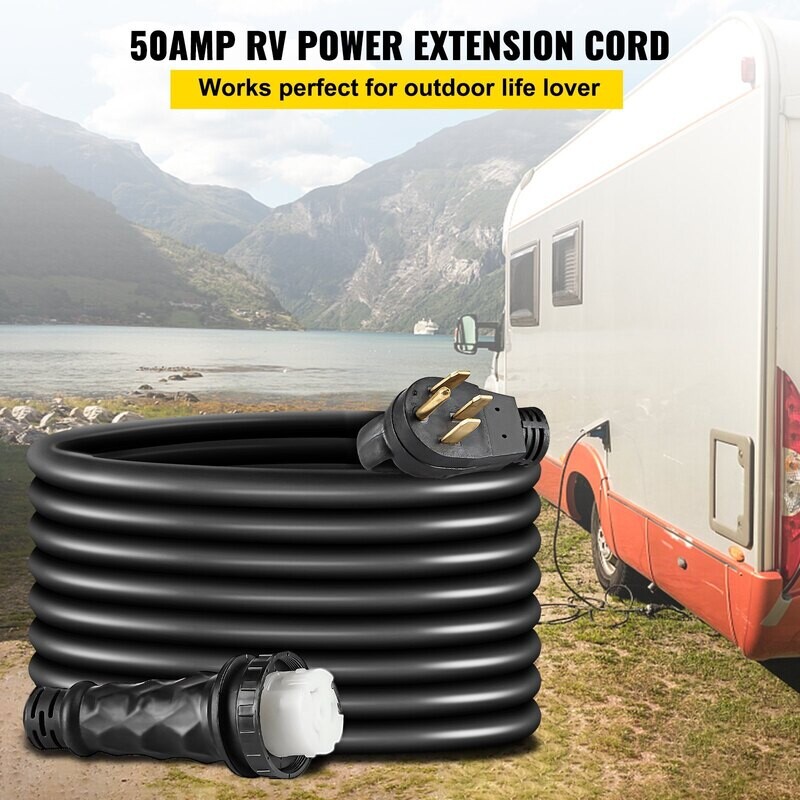 VEVOR RV Cordon d&#39;alimentation 50 pi 50 A RV Rallonge 14-50P vers SS2-50R Résistant à la pluie