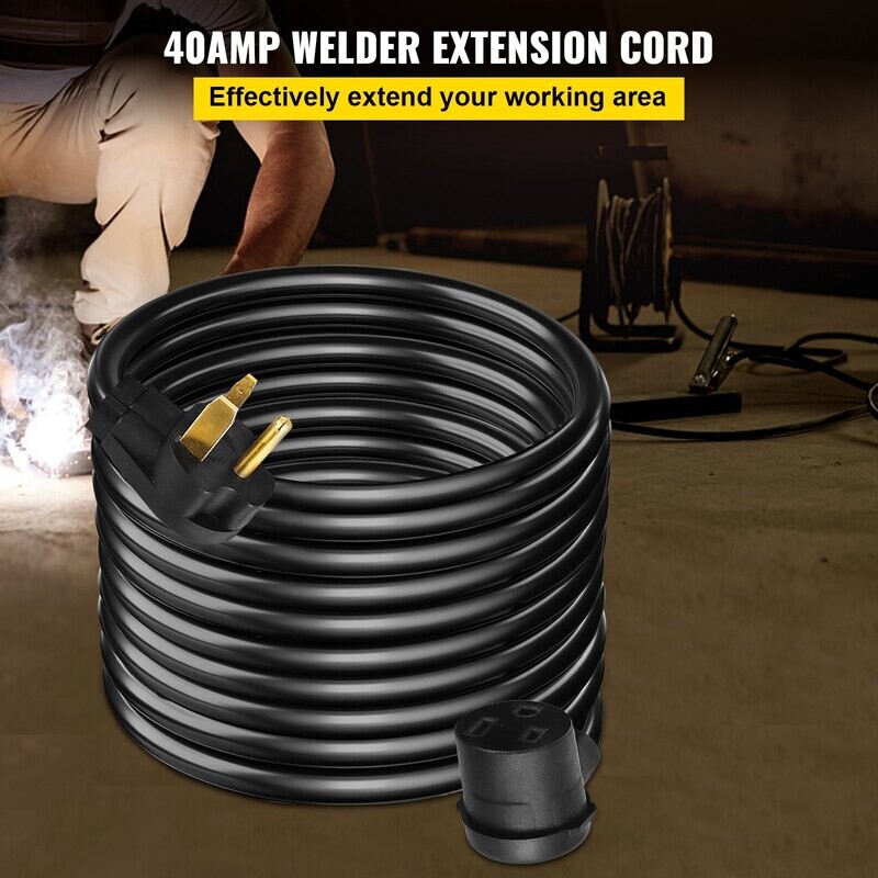 VEVOR Rallonge de soudage 40 A 15,2 m 250 V, cordon d'alimentation de soudage avec prise NEMA 6-50 calibre 8 3 broches pour MIG, Lincoln, Plasma, Miller, TIG VEVOR Rallonge de soudage 40 A 15,2 m 250 V, cordon d'alimentation de soudage avec prise NEMA 6-50 calibre 8 3 broches pour MIG, Lincoln, Plasma, Miller, TIG