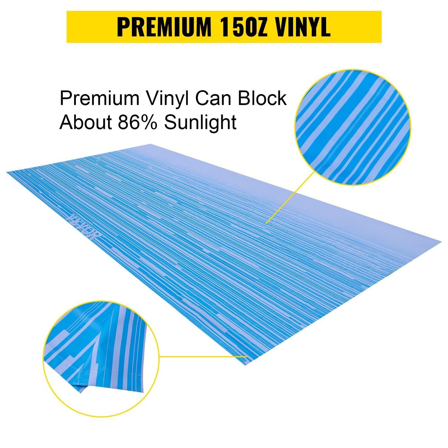 VEVOR RV Awning 18&#39; Camper Awning Fabric, Trailer Awning Canopy Patio Camping Car Awning, Durable 15oz Vinyl Roller Tube for RV, Van, SUV, Patio Awning Replacement Ocean Blue Fade