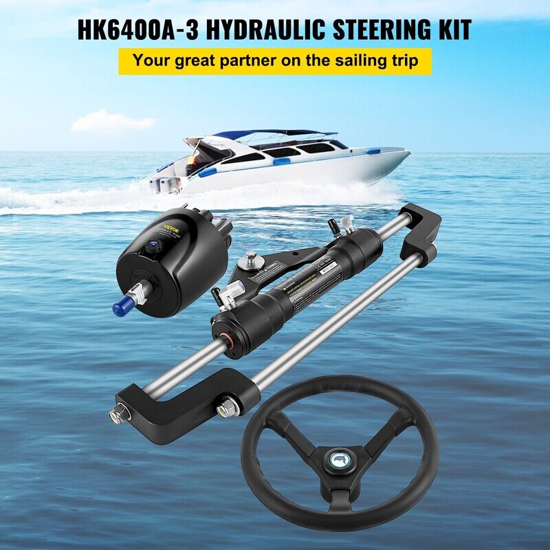 VEVOR Hydraulic Steering Kit 300HP, Hydraulic Boat Steering Kit Helm Pump, Hydraulic Boat Steering Kit Without Hydraulic Steering Hose for Boat Steering System VEVOR Hydraulic Steering Kit 300HP, Hydraulic Boat Steering Kit Helm Pump, Hydraulic Boat Steering Kit Without Hydraulic Steering Hose for Boat Steering System