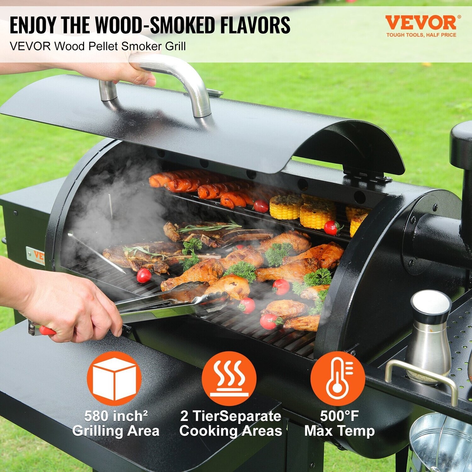 VEVOR 53&quot; Heavy Duty Charcoal Grill BBQ Portable Grill with Cart Outdoor Cooking