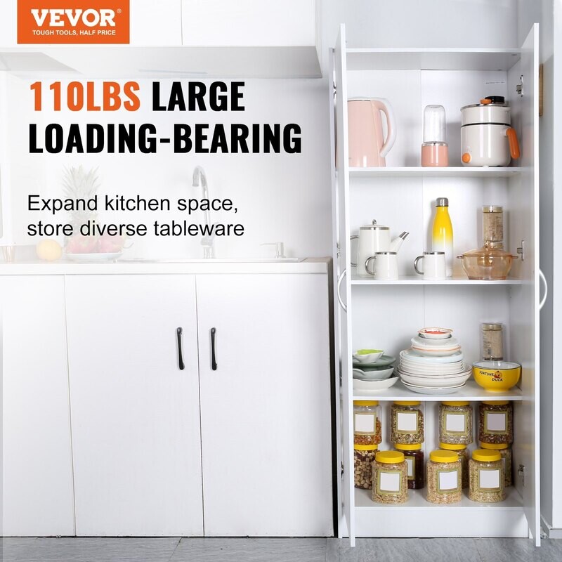 VEVOR Kitchen Pantry Cabinet 60&quot; Tall Food Pantry Storage Cabinet 110LB Loading