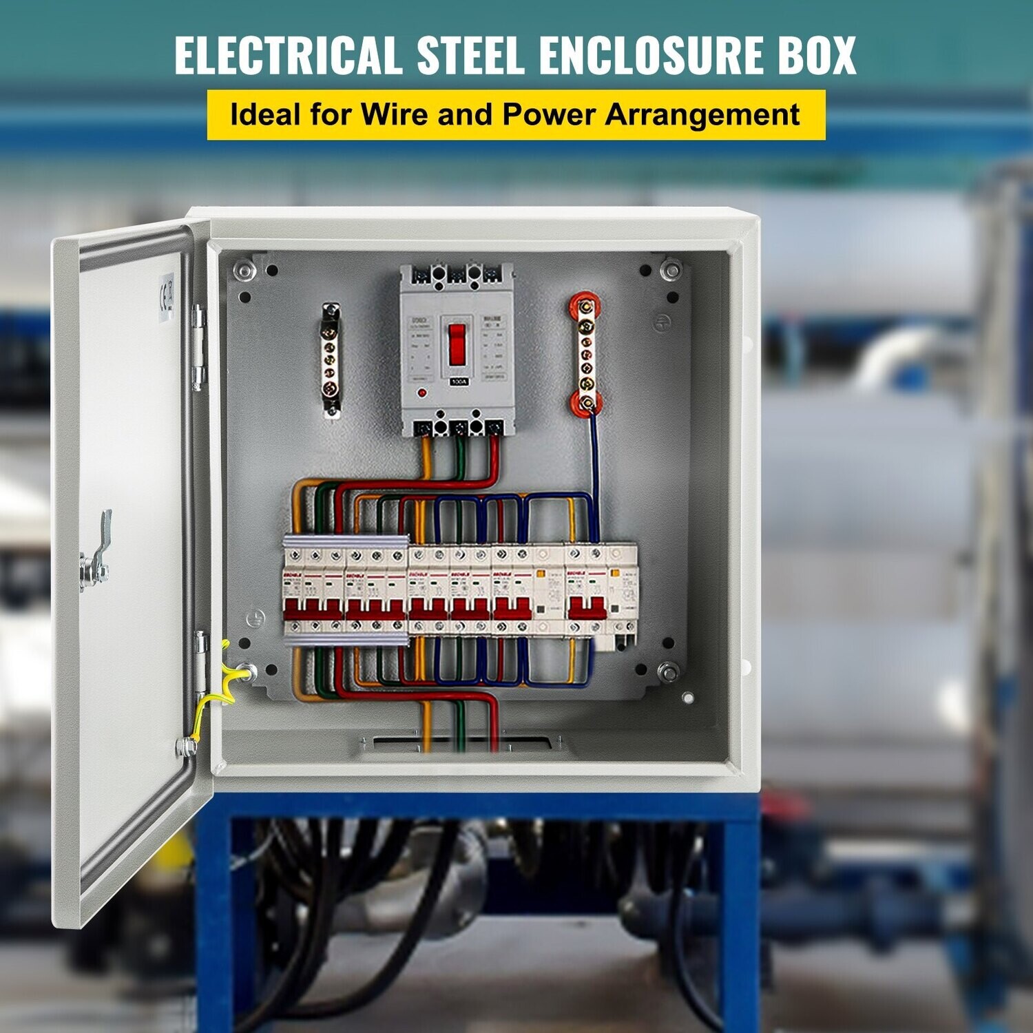 VEVOR NEMA Steel Enclosure, 20 x 20 x 6&#39;&#39; NEMA 4X Steel Electrical Box, IP66 Waterproof &amp; Dustproof, Outdoor/Indoor Electrical Junction Box, with Mounting Plate