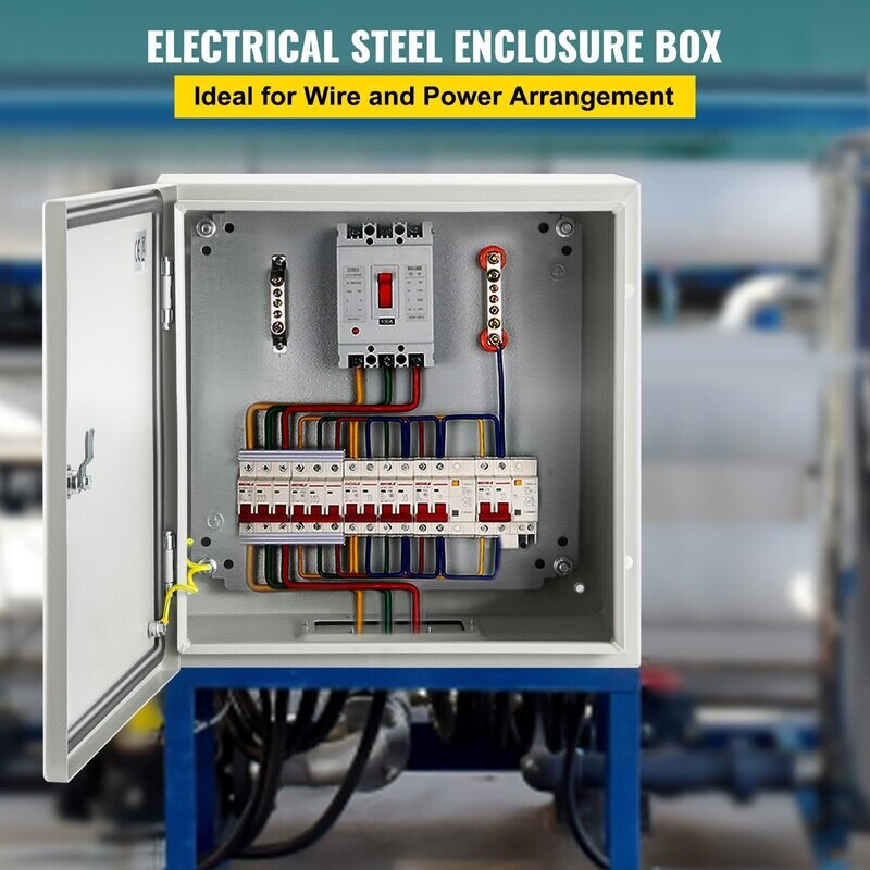 VEVOR NEMA Steel Enclosure, 20 x 20 x 6'' NEMA 4X Steel Electrical Box, IP66 Waterproof & Dustproof, Outdoor/Indoor Electrical Junction Box, with Mounting Plate VEVOR NEMA Steel Enclosure, 20 x 20 x 6'' NEMA 4X Steel Electrical Box, IP66 Waterproof & Dustproof, Outdoor/Indoor Electrical Junction Box, with Mounting Plate