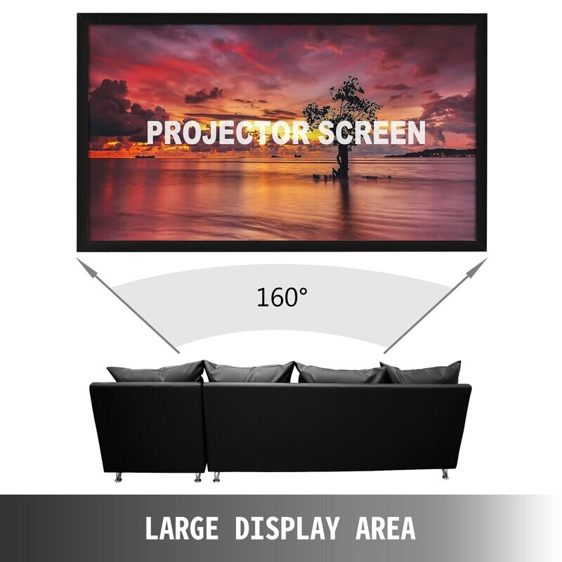 VEVOR Projector Screen Fixed Frame 130inch Diagonal 16:9 Movie Projector Screen 4K HD with Aluminum Frame Projector Screen Wall Mounted for Home Theater Office