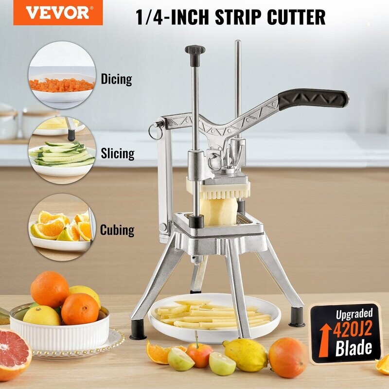 VEVOR Hachoir à Fruits et Légumes Commercial Lame de 1/4&quot; Coupe-Frites Professionnel Kattex Coupe-Frites Trancheuse à Oignons en Acier Inoxydable pour Tomates Poivrons Pommes de Terre Champignons