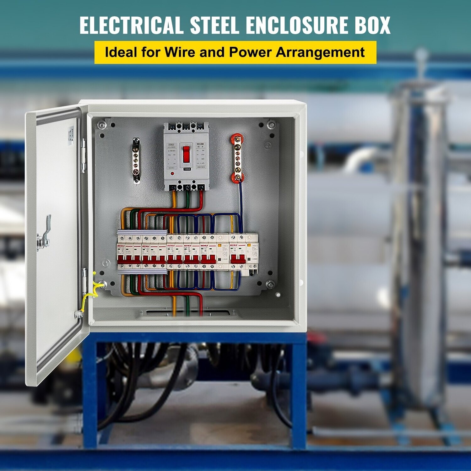 VEVOR NEMA Steel Enclosure, 12 x 12 x 6&#39;&#39; NEMA 4X Steel Electrical Box, IP66 Waterproof &amp; Dustproof, Outdoor/Indoor Electrical Junction Box, with Mounting Plate
