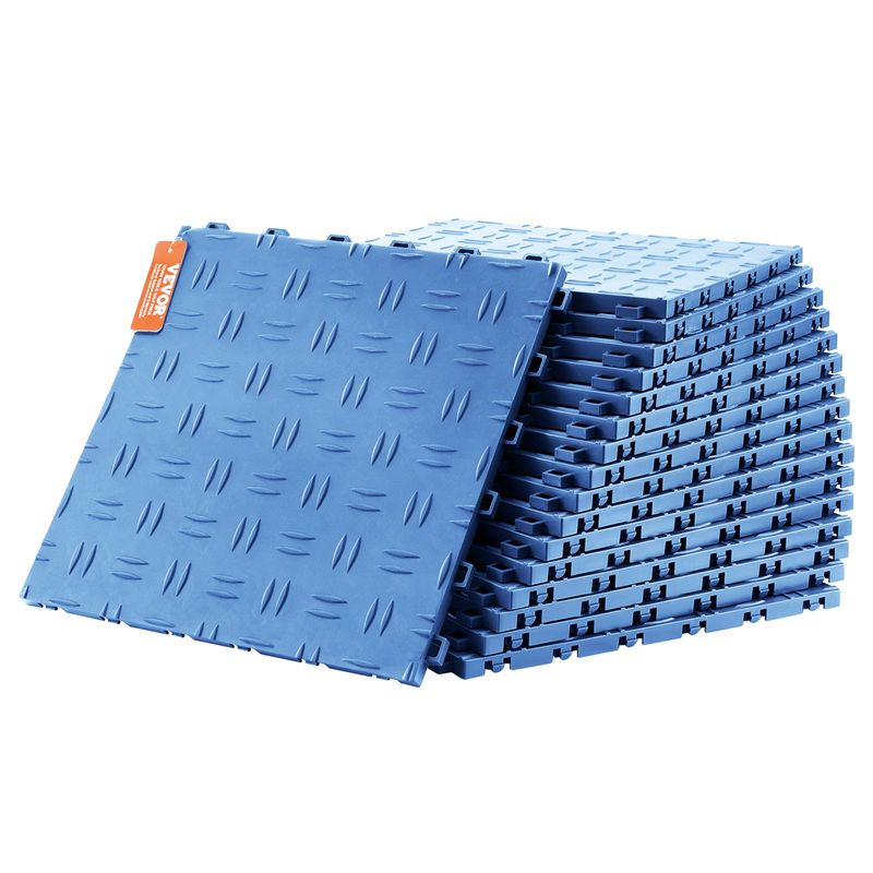 VEVOR Carreaux de Garage Imbriqués 12x12 en Paquet de 25 Carreaux de Sol de Garage Bleu