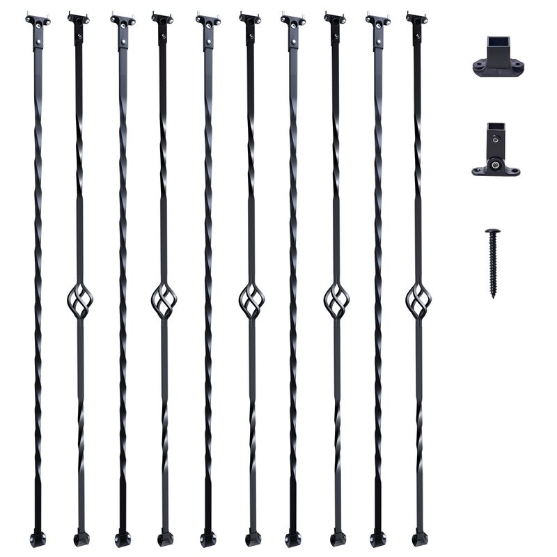 VEVOR Balustres en métal pour escalier, broches de rampe décoratives en acier galvanisé de 44'' x 1/2", lot de 10 balustres de terrasse avec paniers simples creux, torsades, rampe d'escalier VEVOR Balustres en métal pour escalier, broches de rampe décoratives en acier galvanisé de 44'' x 1/2", lot de 10 balustres de terrasse avec paniers simples creux, torsades, rampe d'escalier