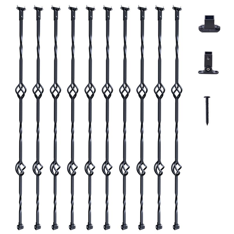 VEVOR Balustres en métal pour escalier, broches de rampe décoratives en acier galvanisé de 44'' x 1/2", lot de 10 balustres de terrasse avec doubles paniers creux, rampe d'escalier en colimaçon VEVOR Balustres en métal pour escalier, broches de rampe décoratives en acier galvanisé de 44'' x 1/2", lot de 10 balustres de terrasse avec doubles paniers creux, rampe d'escalier en colimaçon