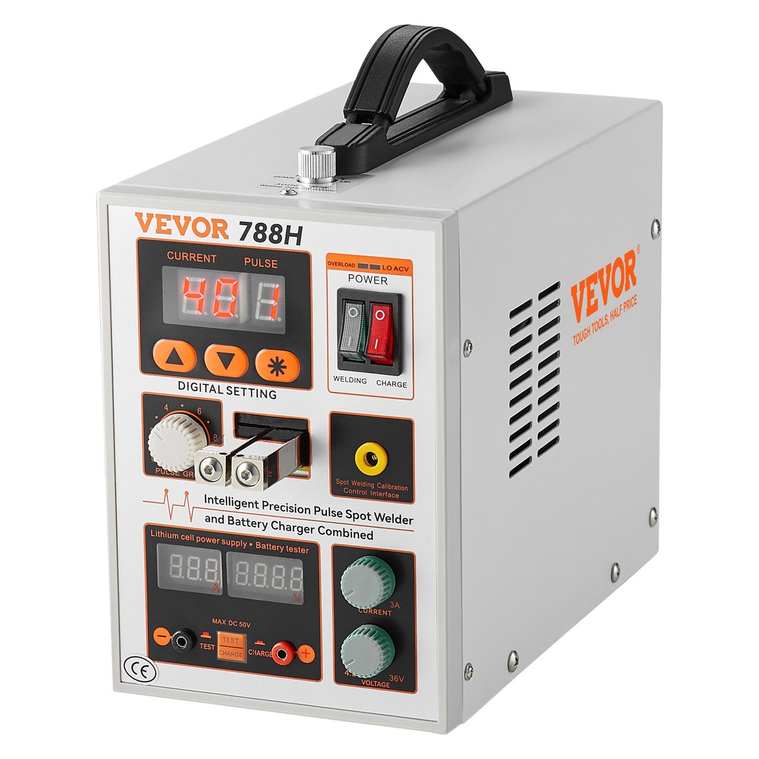 VEVOR Soudeur par points de batterie, soudeur par points à impulsion 788H et chargeur de batterie, machine de soudage de batterie portable haute puissance avec 2 modes de soudage et éclairage LED