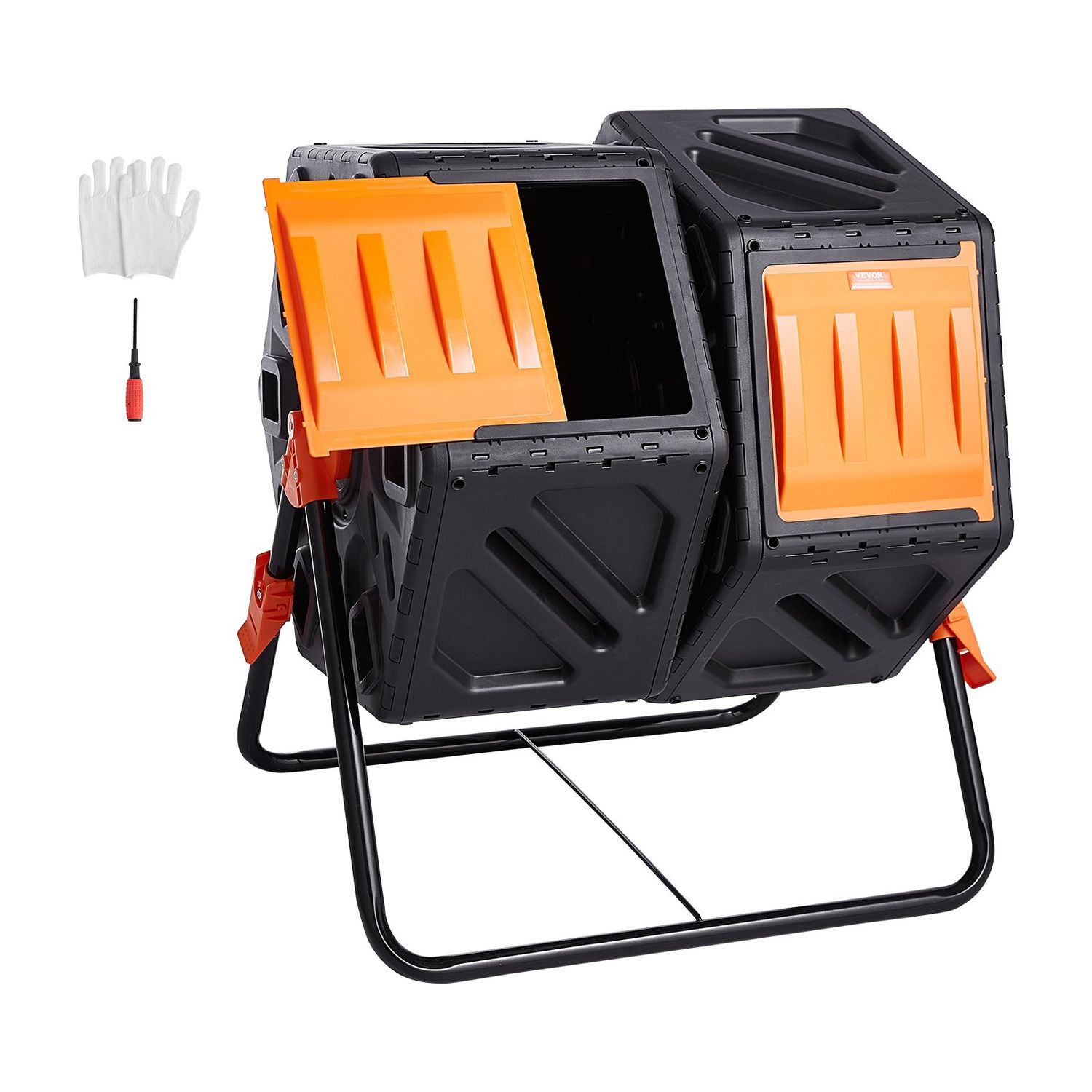 VEVOR Poubelle à compost, gobelet à composter à double chambre de 37 gallons, deux chambres rotatives à haut volume avec 2 portes coulissantes et cadre en acier, gobelet à composteur sans BPA