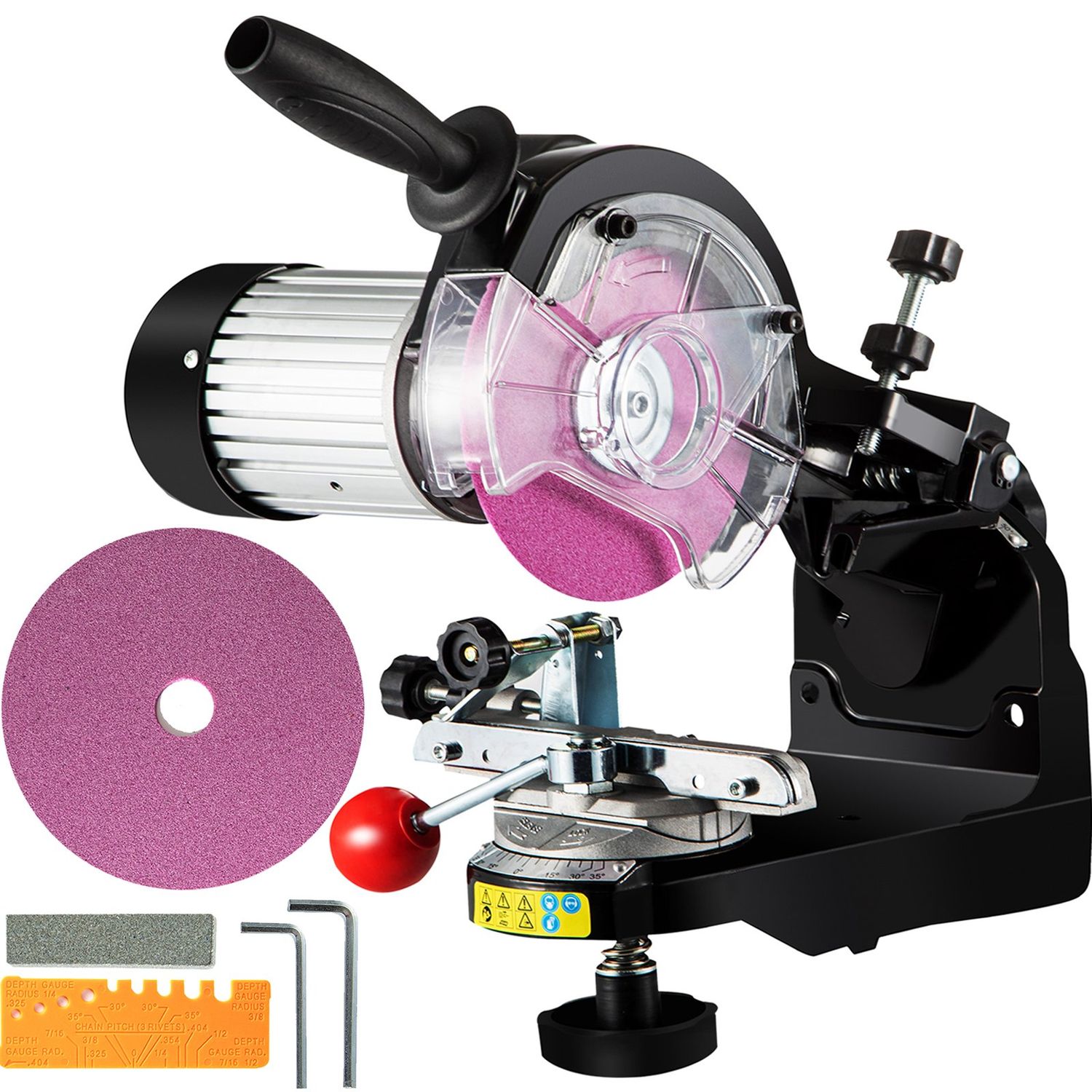 VEVOR Affûteur de tronçonneuse 230 W, Meuleuse de chaîne professionnelle multi-angle réglable 3000 tr/min, Affûteur de lame de tronçonneuse électrique pour chaînes de 1/4&quot; à 2/5