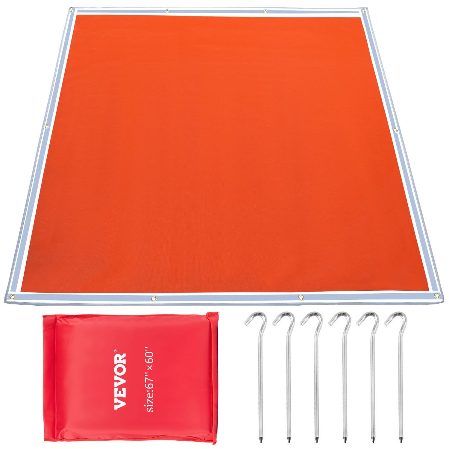 VEVOR Tapis de foyer, couverture anti-feu de 170 x 152,4 cm, couverture de soudure en fibre de verre, couverture ignifuge de 1,3 kg, couverture ignifuge de 450 °C, couverture anti-feu d'urgence rouge