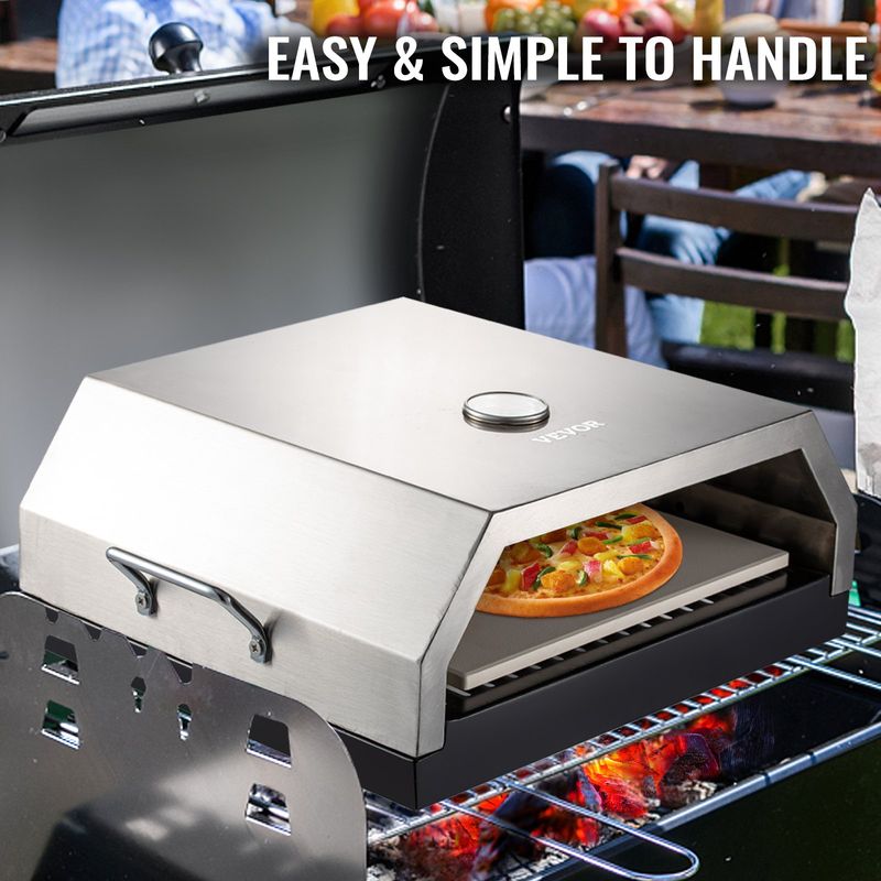 VEVOR Four à pizza au feu de bois portable avec dessus en acier inoxydable avec pierre pour four