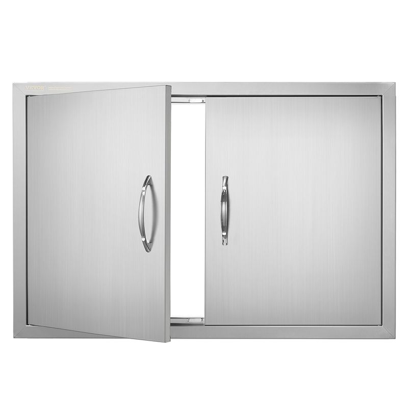 Porte d'accès pour barbecue VEVOR, porte de cuisine extérieure double de 33 L x 22 H pouces, porte encastrée en acier inoxydable, porte murale verticale avec poignées, pour îlot de barbecue Porte d'accès pour barbecue VEVOR, porte de cuisine extérieure double de 33 L x 22 H pouces, porte encastrée en acier inoxydable, porte murale verticale avec poignées, pour îlot de barbecue