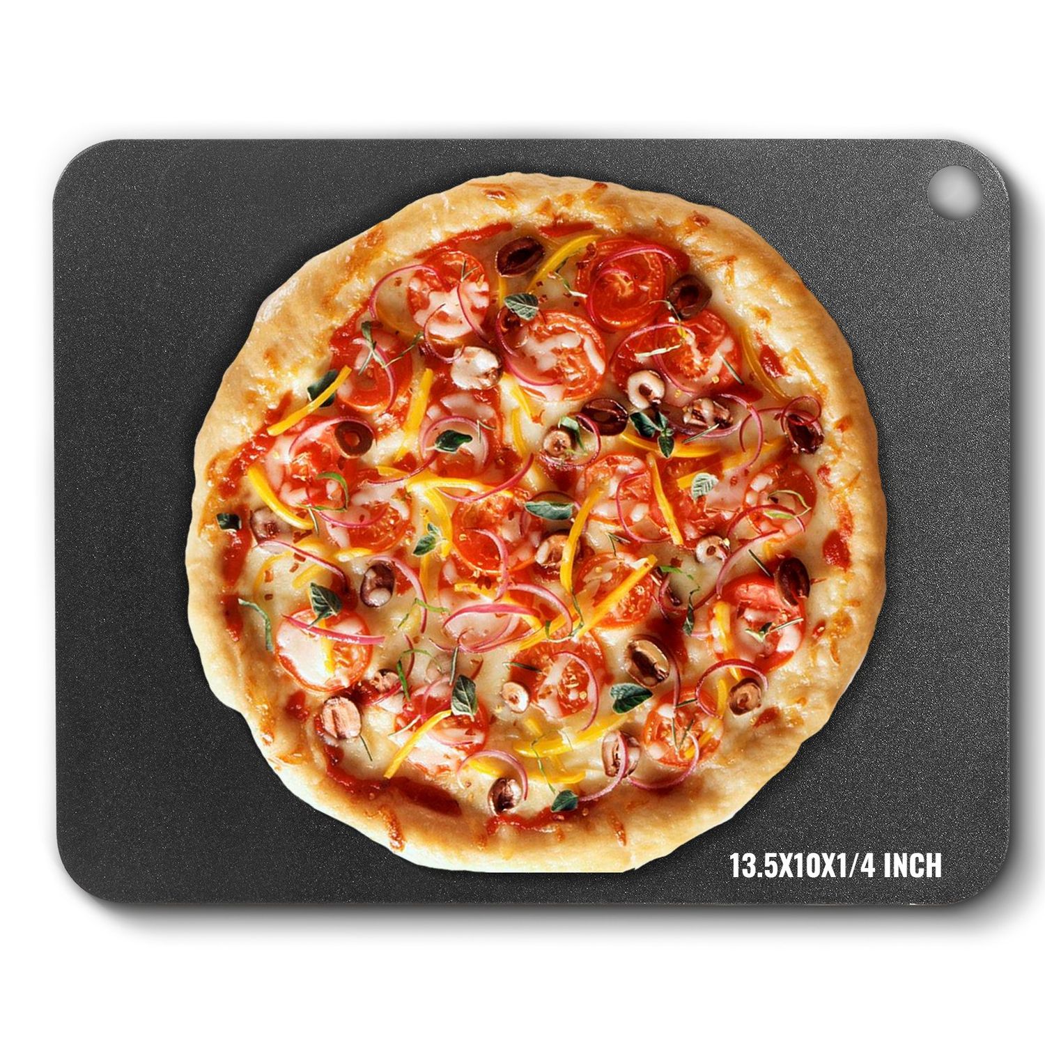 VEVOR Plaque à pizza en acier 13,5" x 10" x 1/4" pour four, pierre à pizza en acier au carbone pré-assaisonnée avec conductivité 20 fois supérieure
