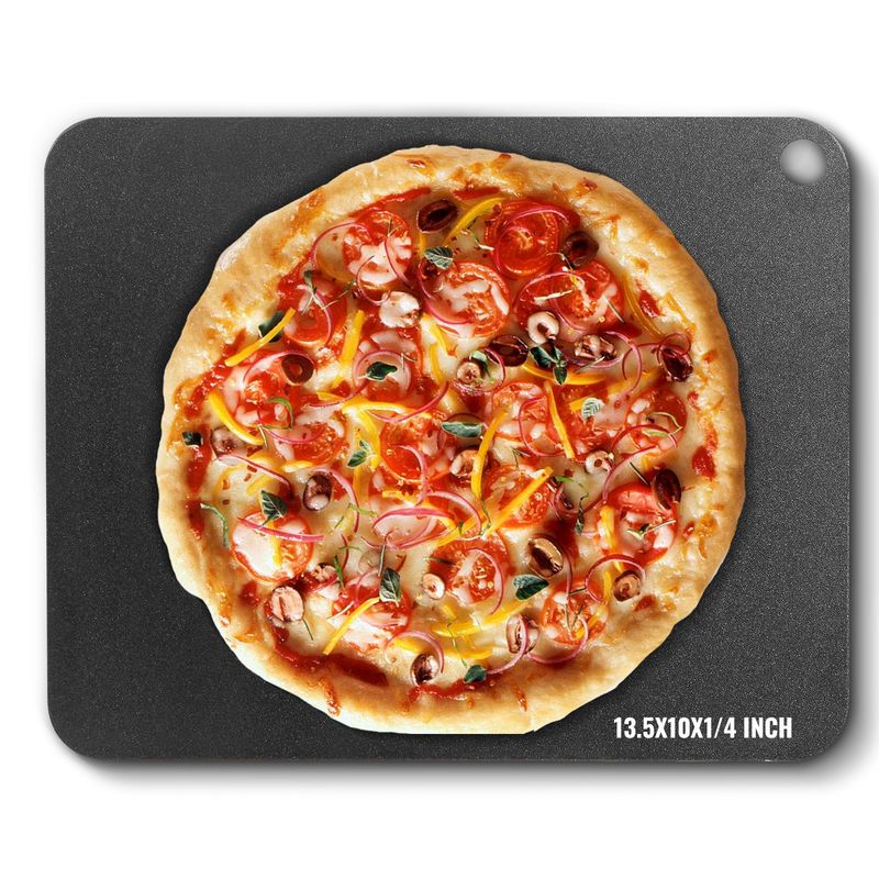 VEVOR Plaque à pizza en acier 13,5" x 10" x 1/4" pour four, pierre à pizza en acier au carbone pré-assaisonnée avec conductivité 20 fois supérieure