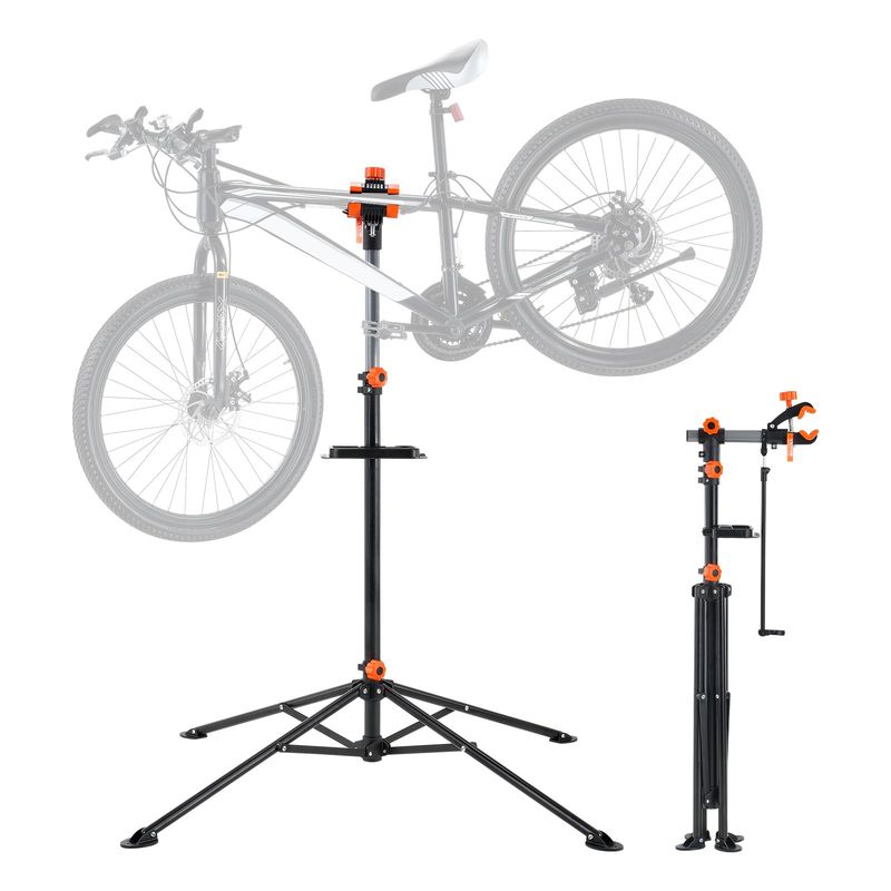 Support de réparation de vélo VEVOR, support de réparation de vélo en acier robuste de 80 lb, support de travail d'entretien de vélo à hauteur réglable avec plateau à outils magnétique