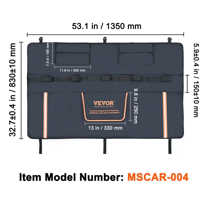 Protection de hayon pour vélo VEVOR, protection de hayon pour camion de 53 pouces