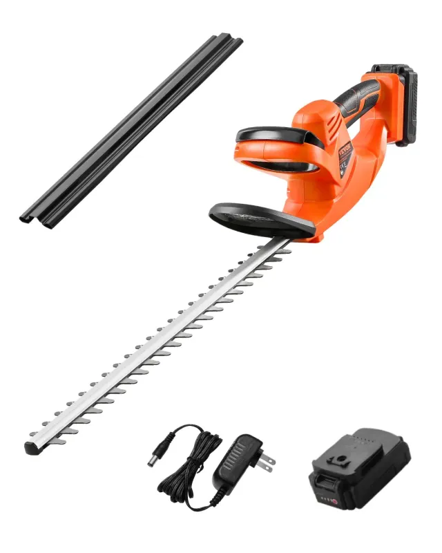 Taille-haie électrique sans fil VEVOR, batterie 20 V 2 A, lame double action 20 pouces
