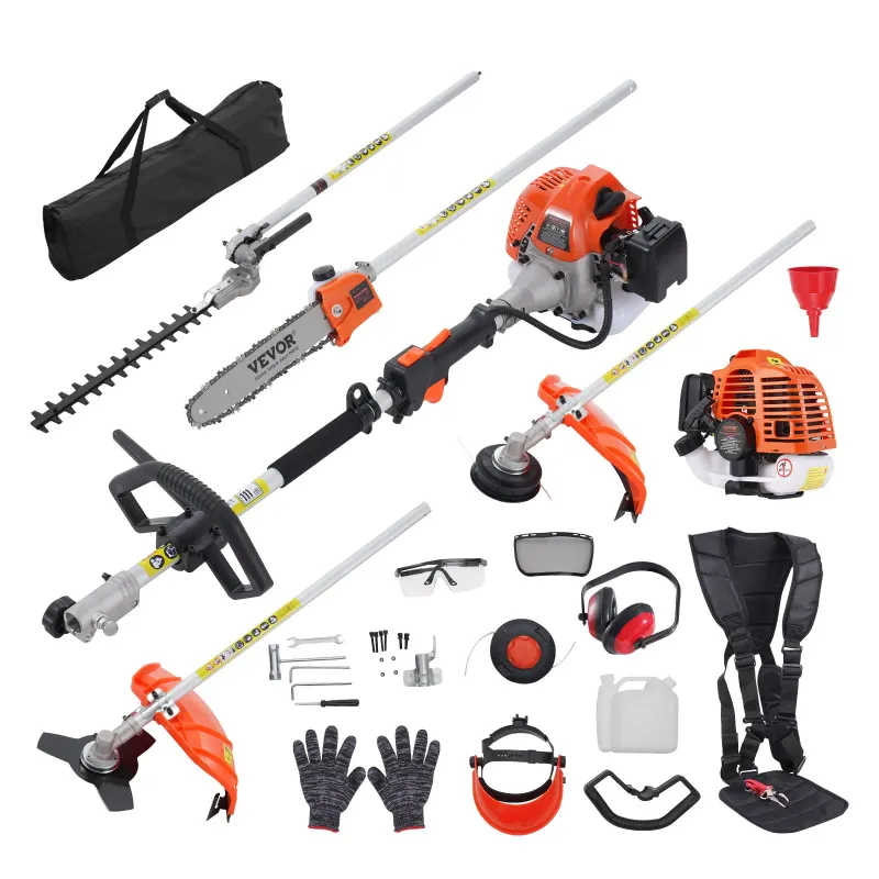 VEVOR 26CC 6-en-1 Outils de coupe multifonctions, taille-haie à essence, coupe-herbe, coupe-bordures, débroussailleuse, coupe-bordures, tronçonneuse à perche, élagueuse avec perche d&#39;extension