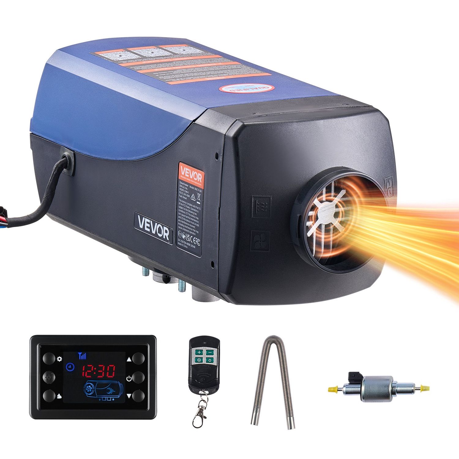 Chauffage diesel VEVOR, 8 kW, 12 V/24 V CC, chauffage à air diesel portable avec télécommande et écran LCD, chauffage rapide et silencieux, réservoir de carburant de 2,6 gal pour véhicules