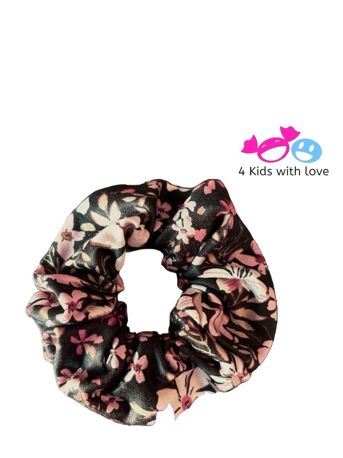 Scrunchie flower black-pink