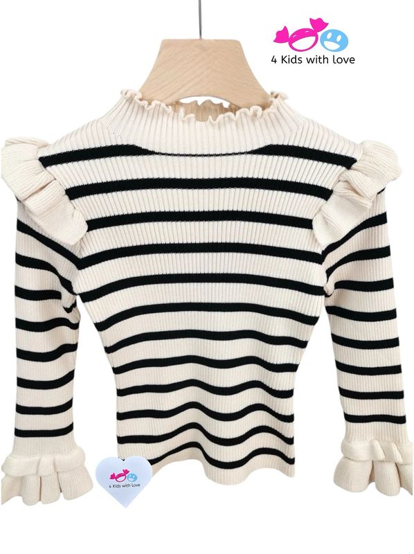 Shirt stripe black beige