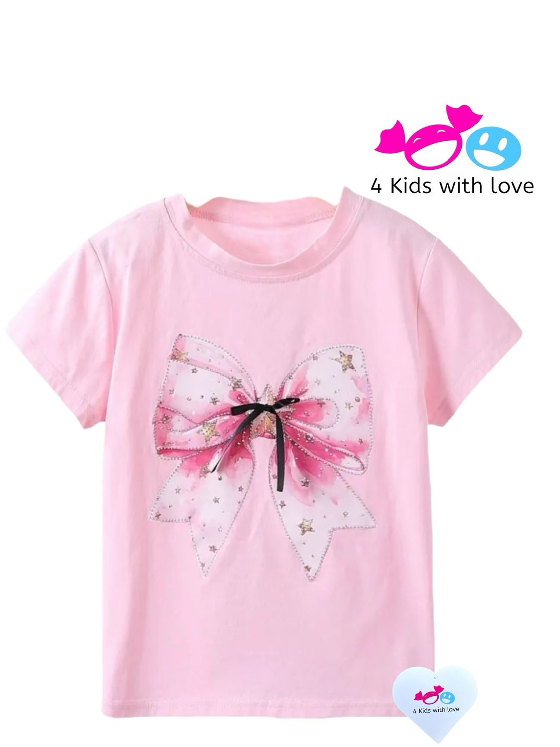 Shirt Bling Bow Pink