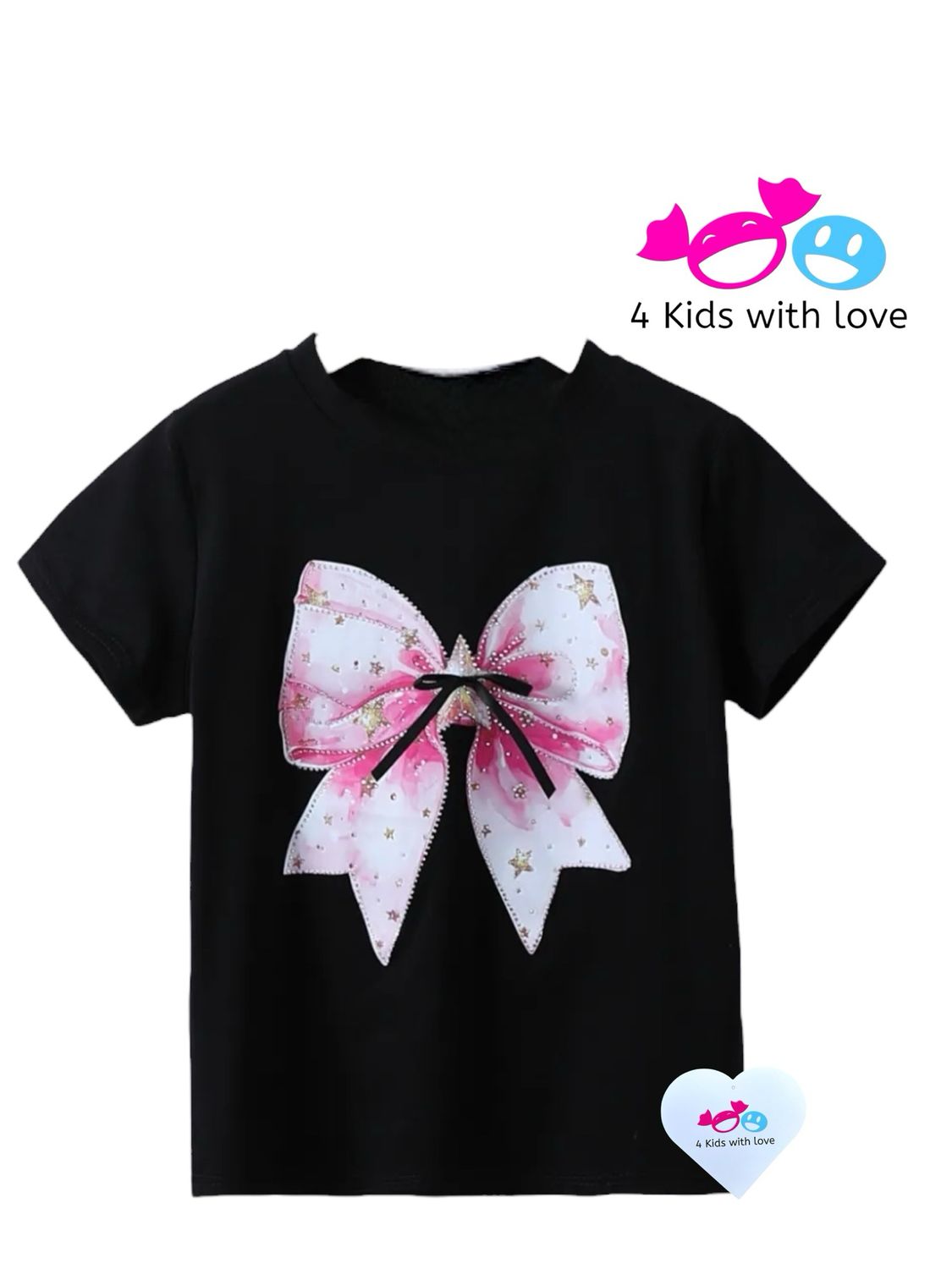 Shirt Bling Bow Black