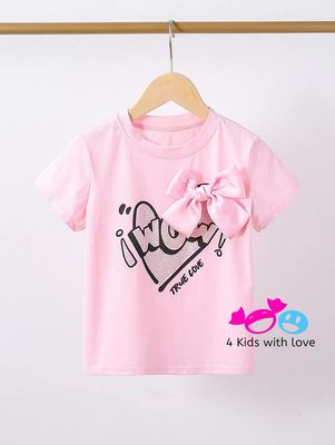 Shirt Bling WOW Bow pink