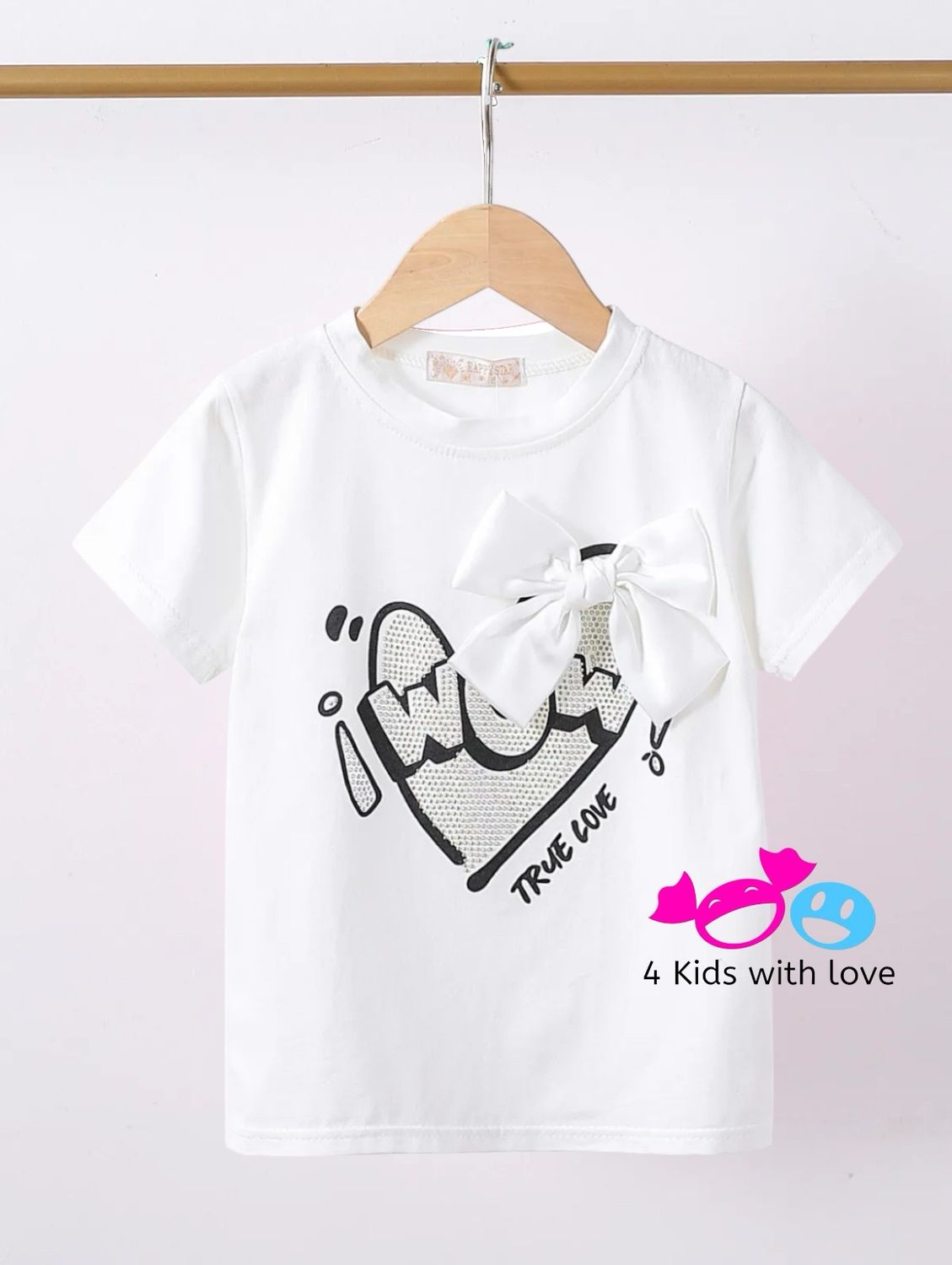 Shirt Bling WOW Bow white