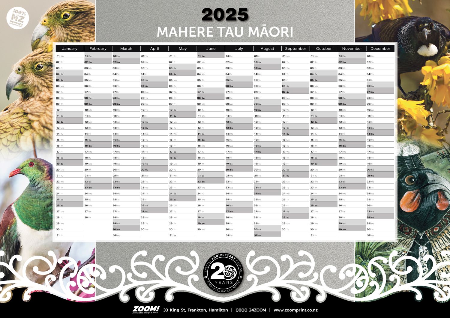 2025 Rātaka Māori Wall Planner