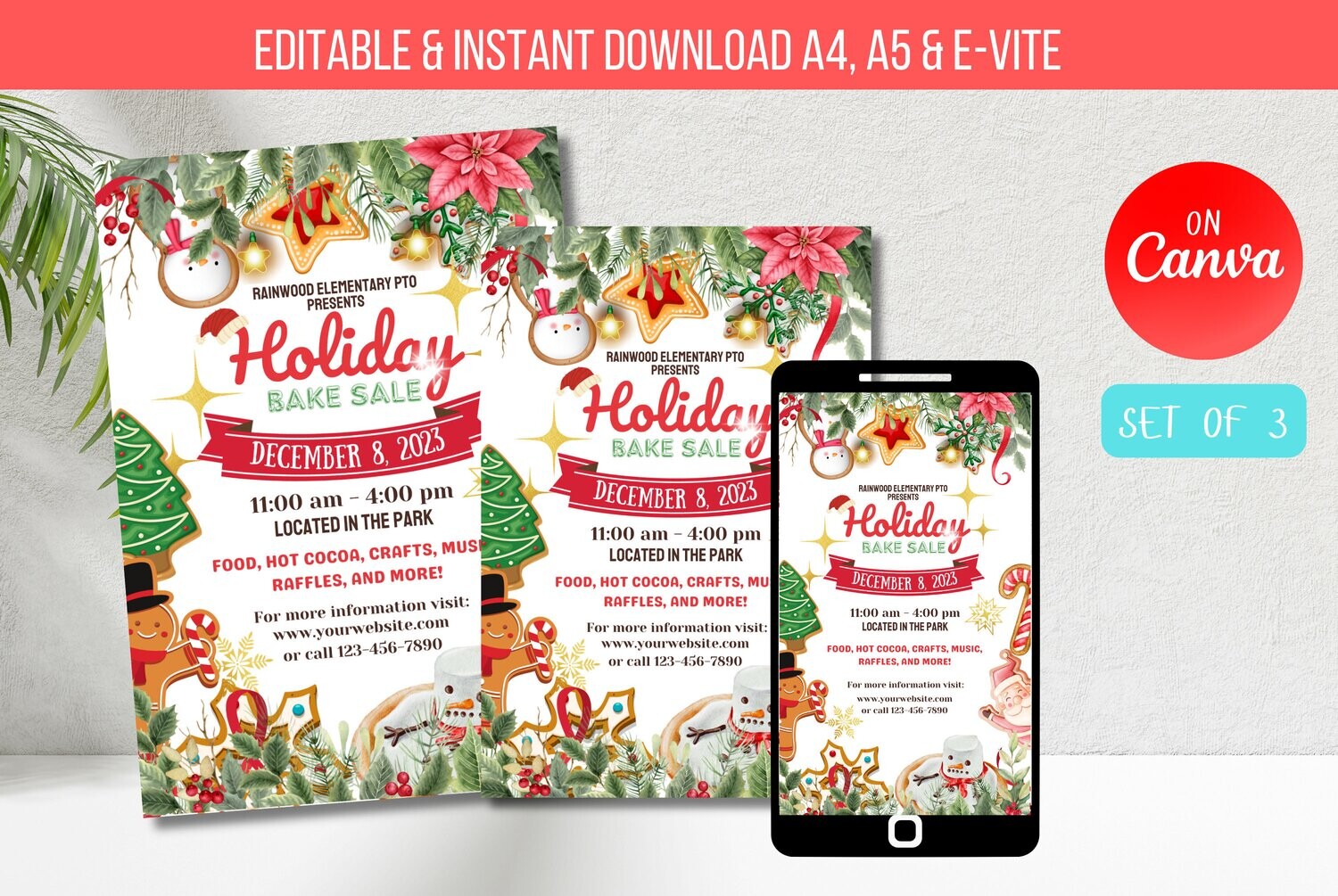EDITABLE Holiday Bake Sale Flyer Template, Printable Bake Sale Flyer Invitation, School Sales Event Digital Template Instant Download