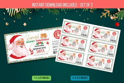 EDITABLE Breakfast with Santa Template Flyer, Breakfast Ticket, Pancake with Santa, Santa Breakfast Ticket Digital Template Instant Download
