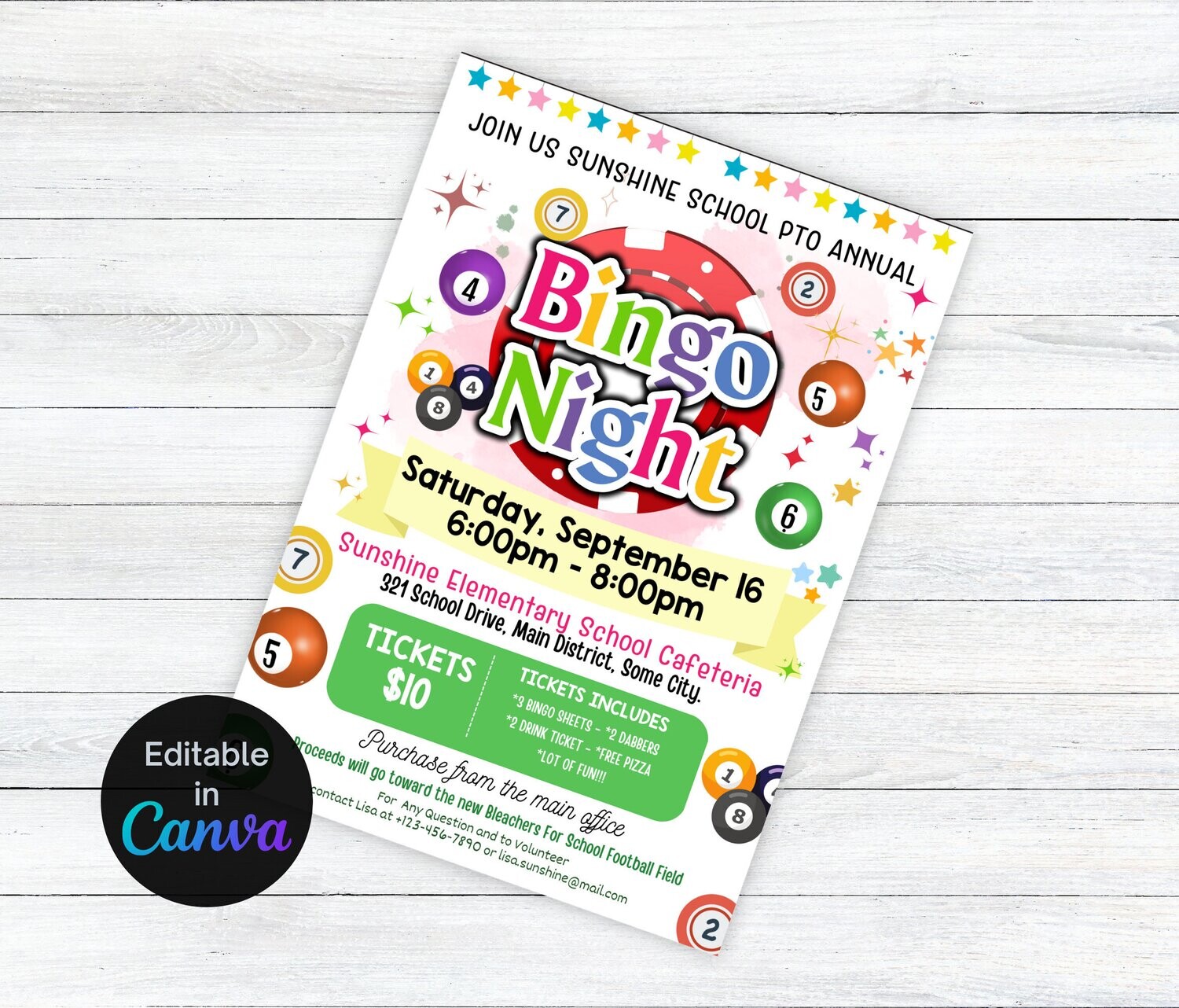 Bingo Night Flyer, Bingo Night Form Flyer, Bingo Night Flyer Fundraiser Community Event Invitation, Church Printable Digital Invitation