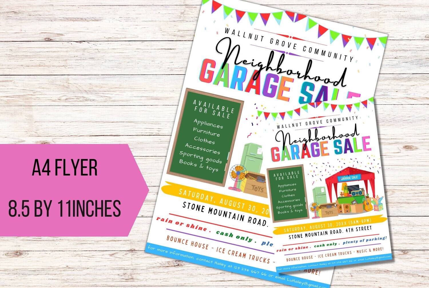 EDITABLE Garage Sale Flyer Template, Neighborhood Yard Sale Template, School Church Flyer Fundraiser, Sale Event Template