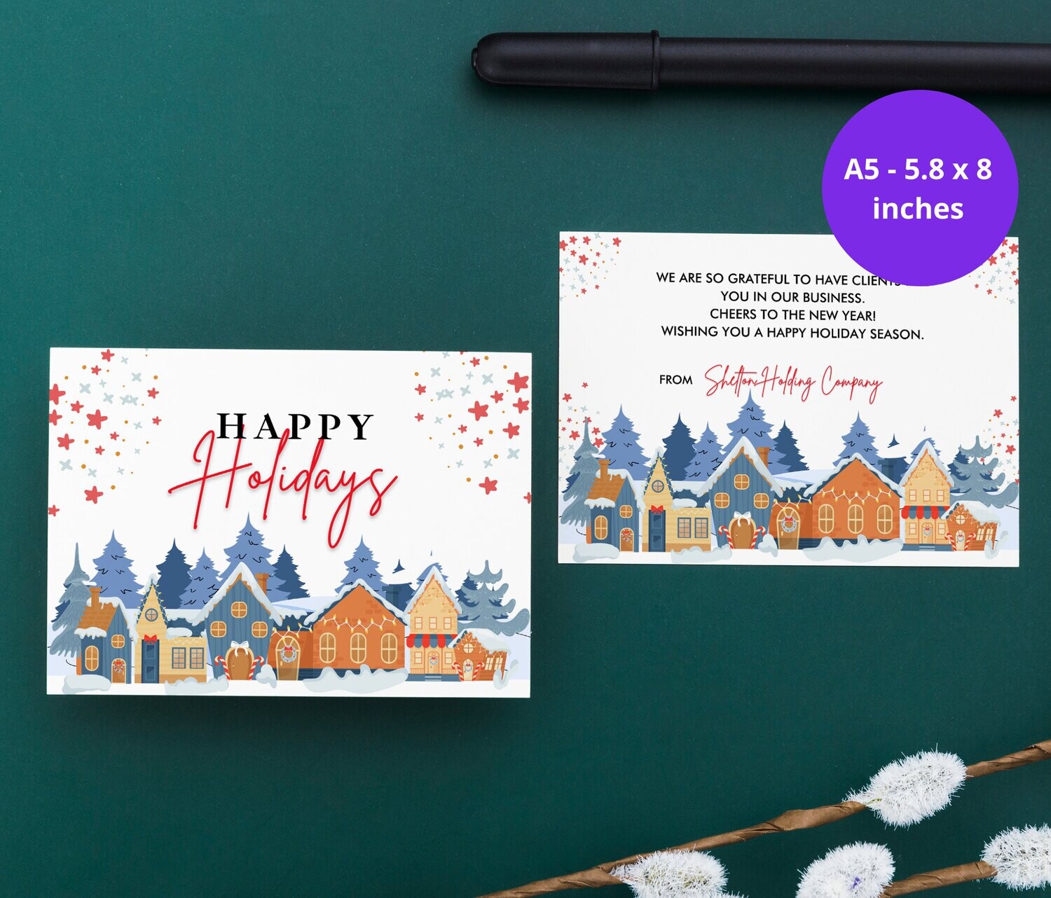 Christmas Business Thank You Card, Holiday Printable Thanks For Your Purchase, Holidays Thank 
