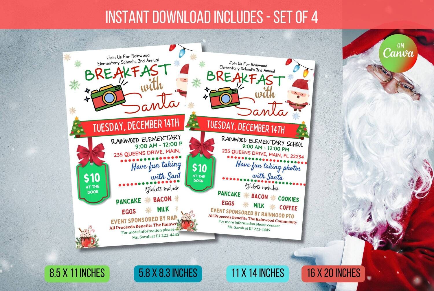 EDITABLE Breakfast with Santa Flyer