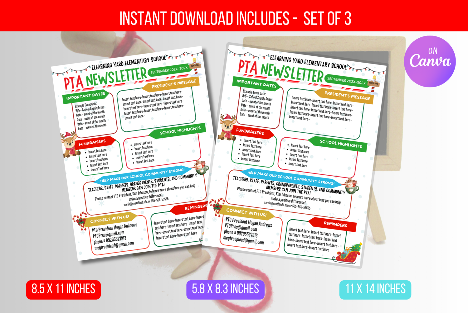 EDITABLE Christmas PTO PTA Newsletter
