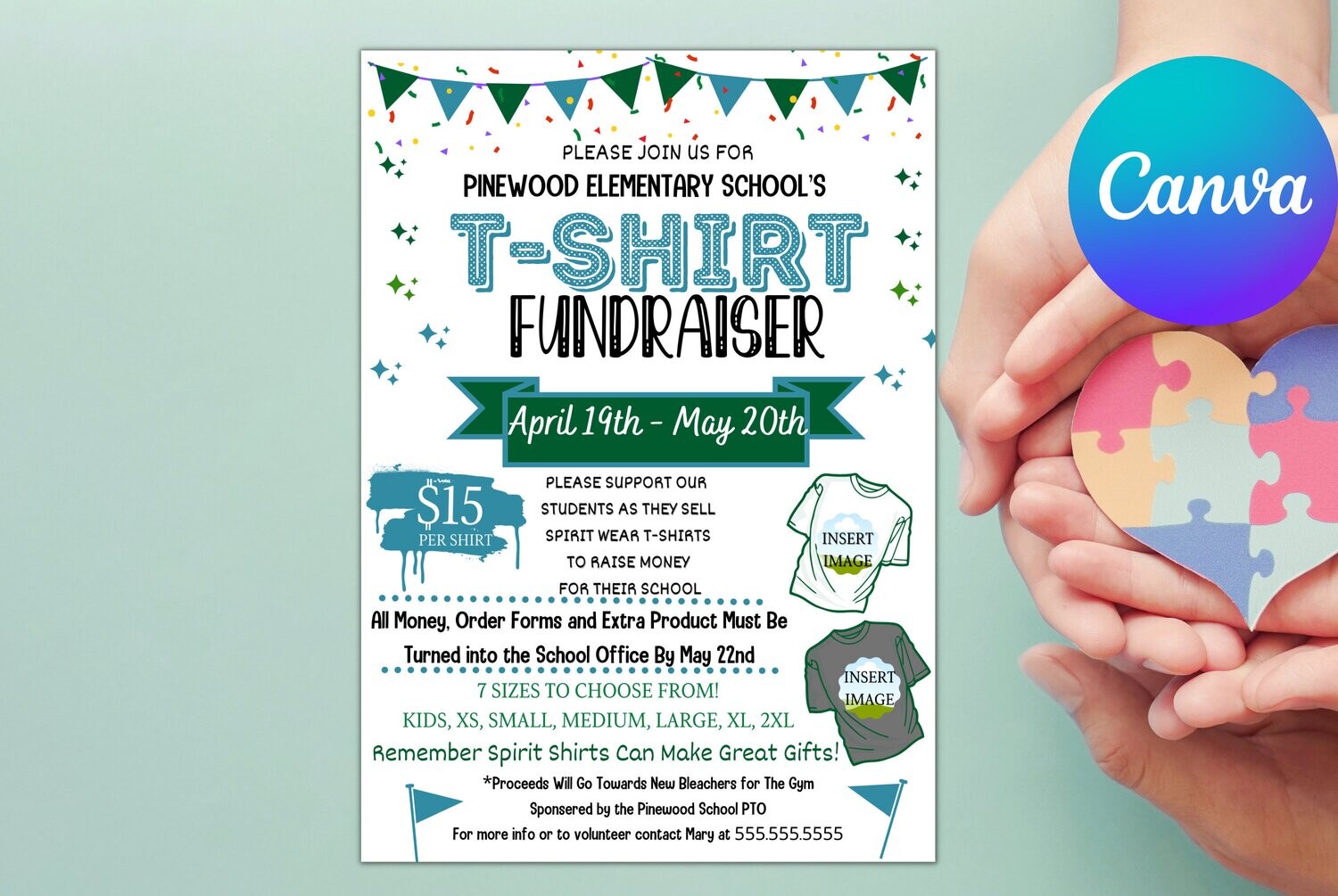 T-shirt Fundraiser Flyer Printable PTO PTA Sale Clothing School Spirit Wear Community Church Nonprofit Event Editable Template Digital