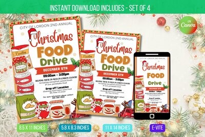 EDITABLE Christmas Food Drive Flyer, School Church Event Invite, PTA PTO Community Food Drive Event Flyer Template Instant Download