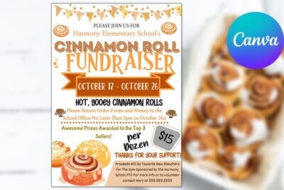 Cinnamon Roll Fundraiser Flyer, Cinnamon Buns Editable Printable School Church PTA PTO Event, Sports Team League Charity Digital Invite
