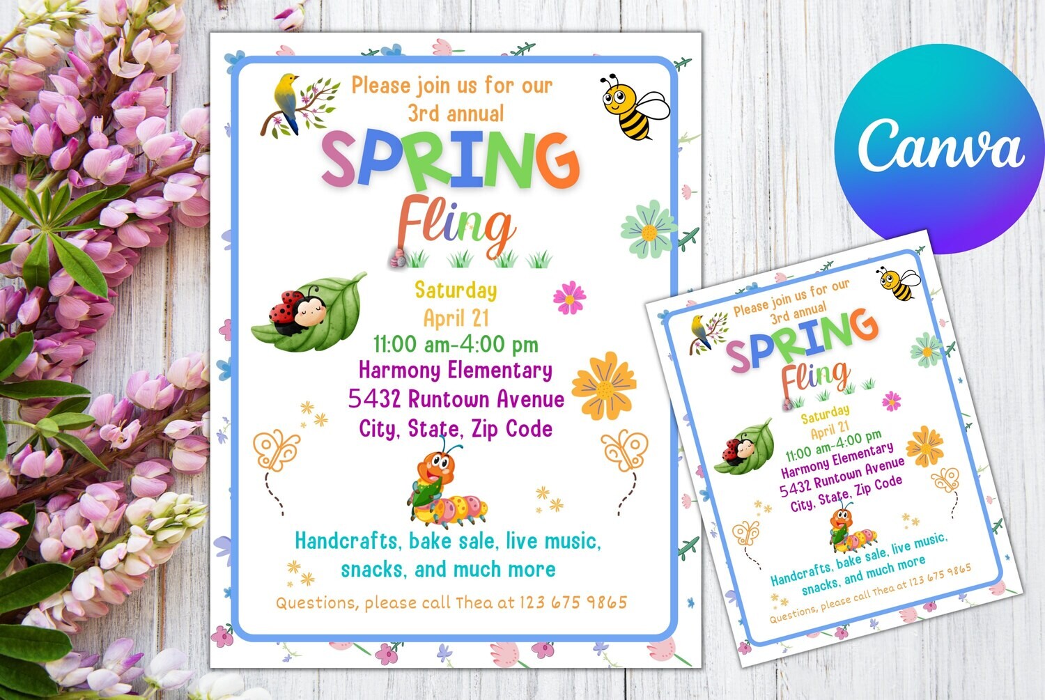 Spring market flyer, Fling EDITABLE poster for Bazaar, Easter festival, fundraiser event, PTA PTO, Craft show, Printable flyer, Spring fling