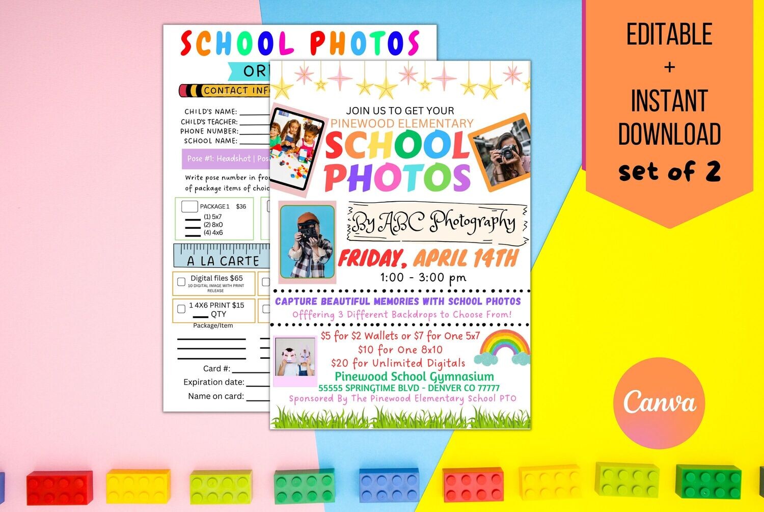 School Photos Flyer, Business Photography Studio, Kids Printable Back to School Graduation Yearbook Photos, School Pto Pta EDITABLE TEMPLATE