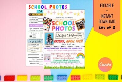 School Photos Flyer, Business Photography Studio, Kids Printable Back to School Graduation Yearbook Photos, School Pto Pta EDITABLE TEMPLATE