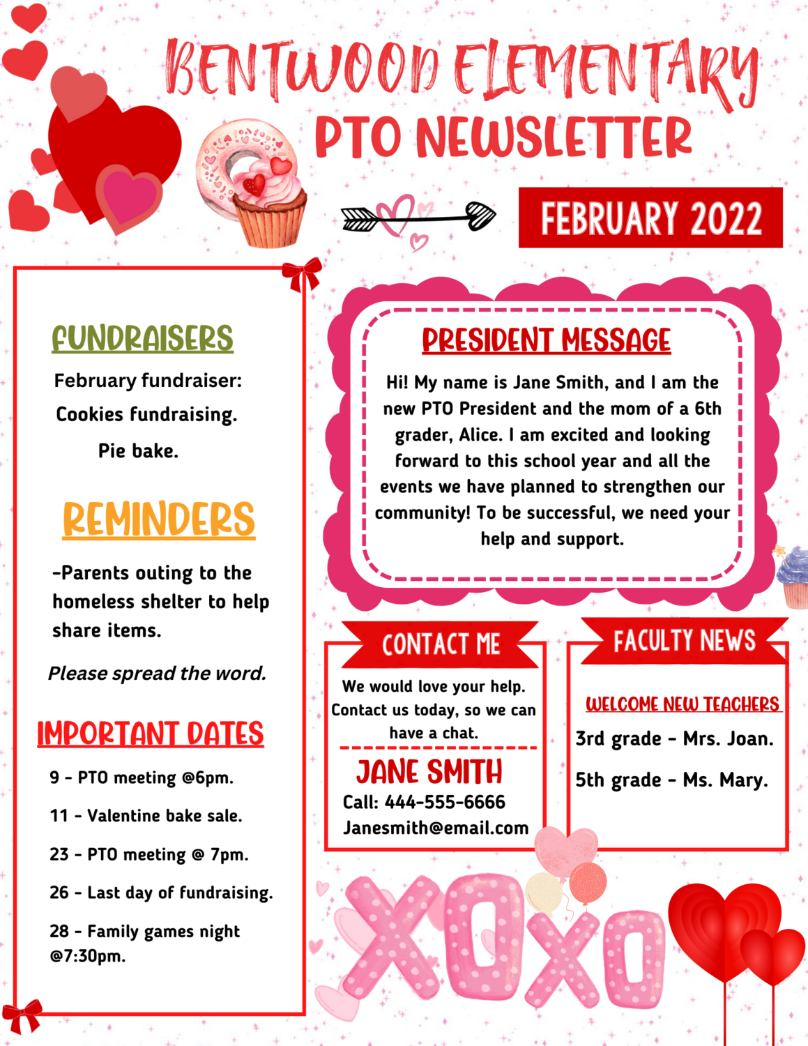 VALENTINE PTO NEWSLETTER TEMPLATE, Classroom Printable Handout Flyer, Valentine PTO PTA Newsletter Flyer, School Events Handout Instant Download