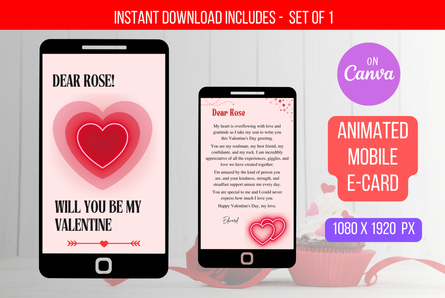 Editable Valentine&#39;s Day Animated Card Invite for Mobile