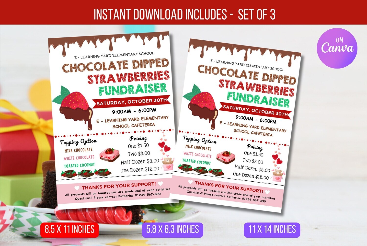 EDITABLE Chocolate Dipped Strawberries Fundraiser Invitation, Fundraiser Invite Template, Chocolate Event Digital Invite Instant Download